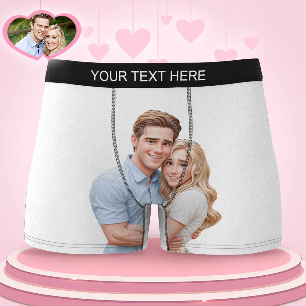 Aangepaste Herenboxer Gepersonaliseerde Cartoonstijl 3d Foto Boxershort Voor Vriend - SokkenFoto