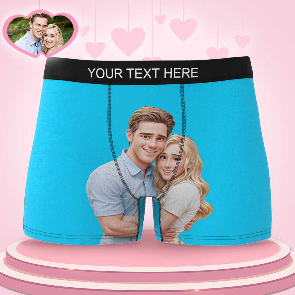 Aangepaste Herenboxer Gepersonaliseerde Cartoonstijl 3d Foto Boxershort Voor Vriend - SokkenFoto