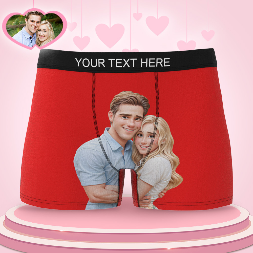 Aangepaste Herenboxer Gepersonaliseerde Cartoonstijl 3d Foto Boxershort Voor Vriend - SokkenFoto