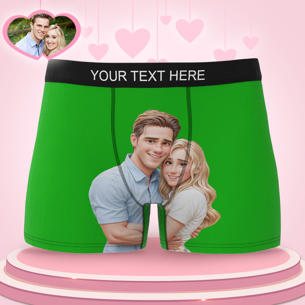 Aangepaste Herenboxer Gepersonaliseerde Cartoonstijl 3d Foto Boxershort Voor Vriend - SokkenFoto