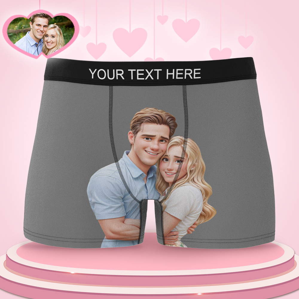 Aangepaste Herenboxer Gepersonaliseerde Cartoonstijl 3d Foto Boxershort Voor Vriend - SokkenFoto