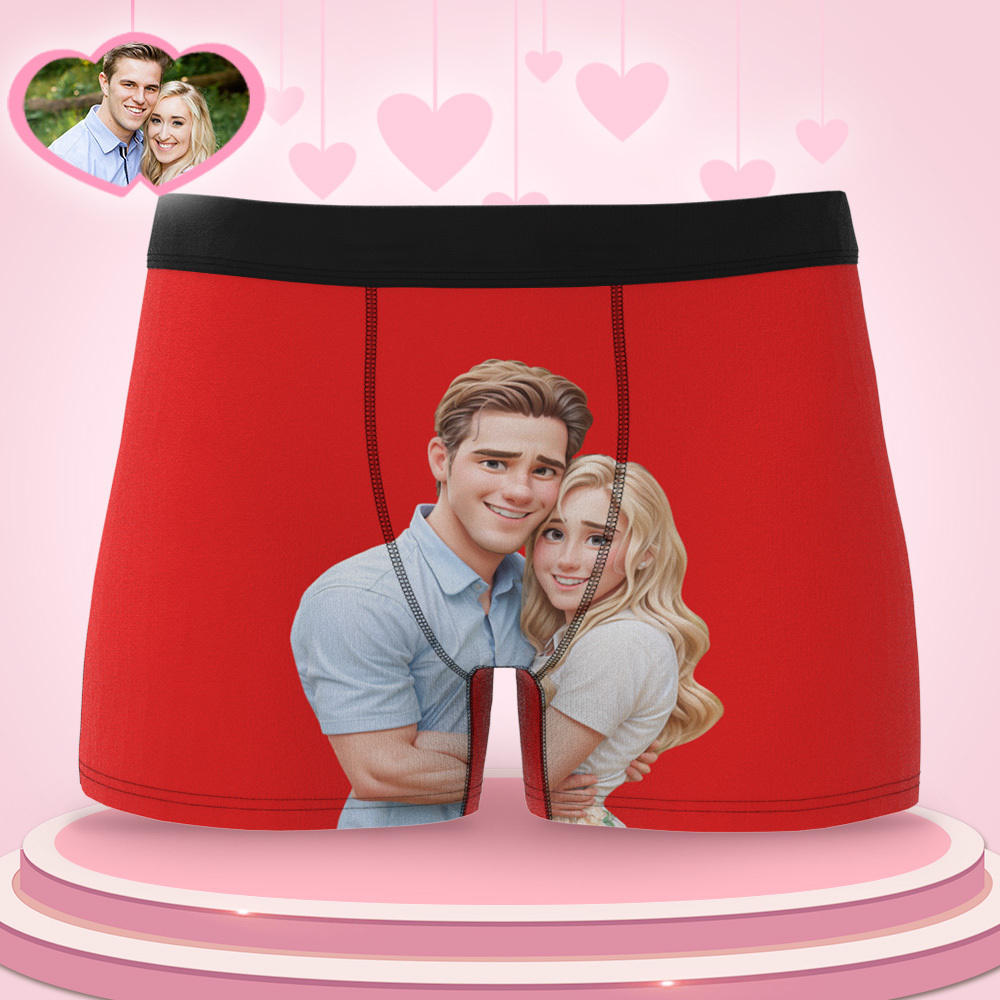 Aangepaste Herenboxer Gepersonaliseerde Cartoonstijl 3d Foto Boxershort Voor Vriend - SokkenFoto