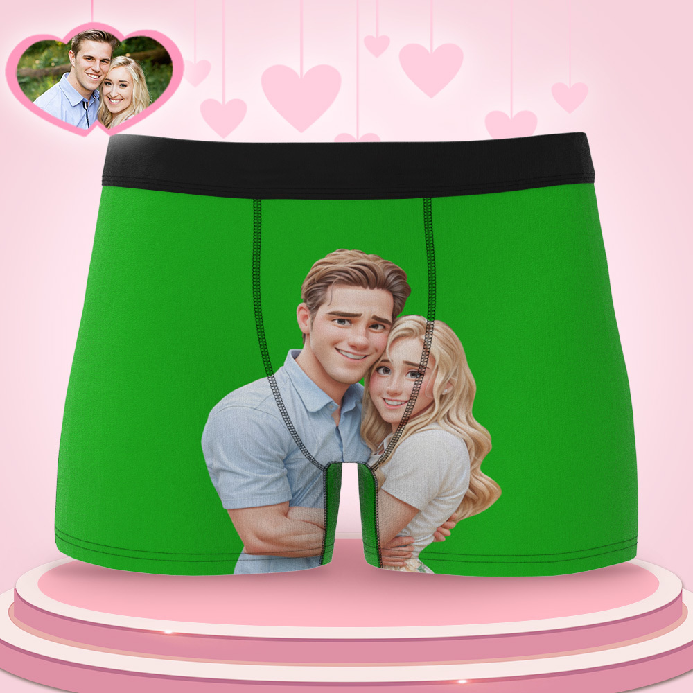 Aangepaste Herenboxer Gepersonaliseerde Cartoonstijl 3d Foto Boxershort Voor Vriend - SokkenFoto