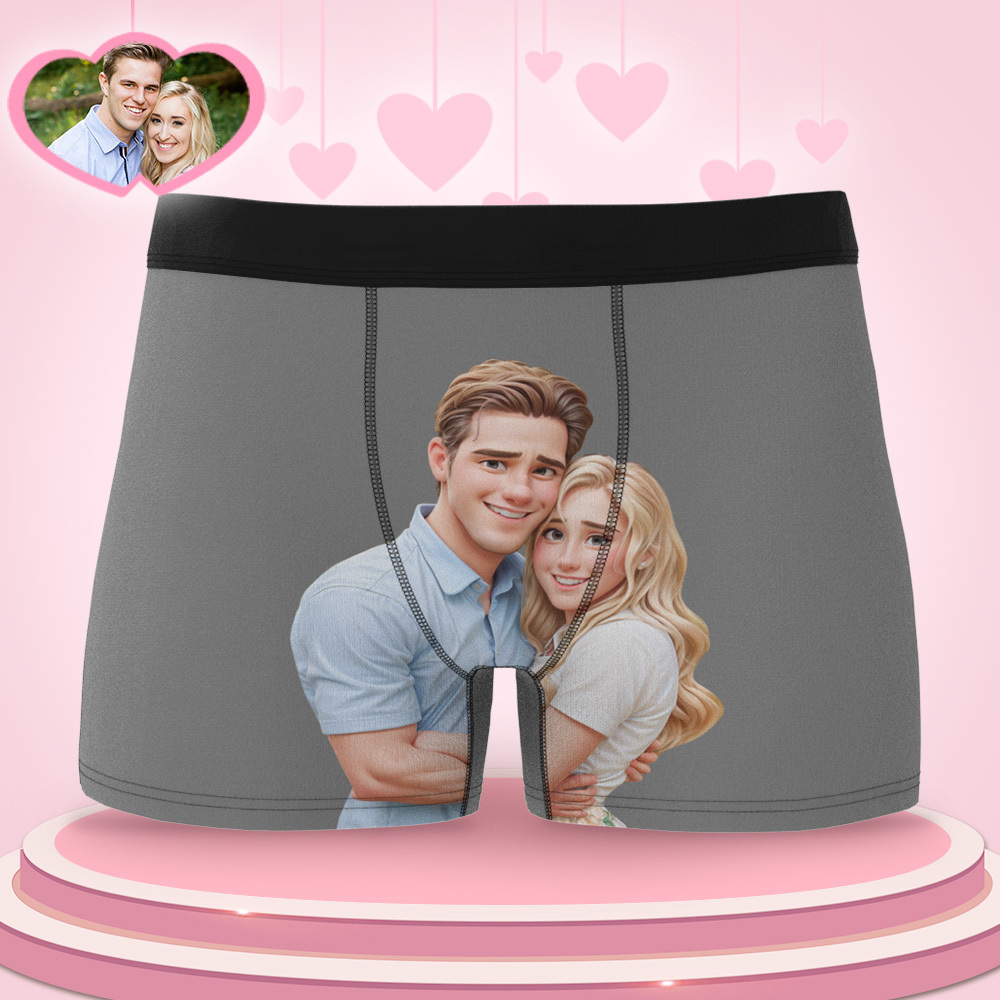 Aangepaste Herenboxer Gepersonaliseerde Cartoonstijl 3d Foto Boxershort Voor Vriend - SokkenFoto