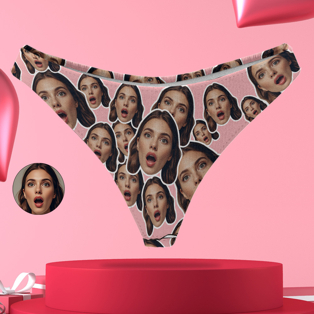 Personaliseer Wit Gezicht Thong Mash Foto Slipje Grappig Ondergoed Slips Valentijn Cadeau Voor Haar - SokkenFoto