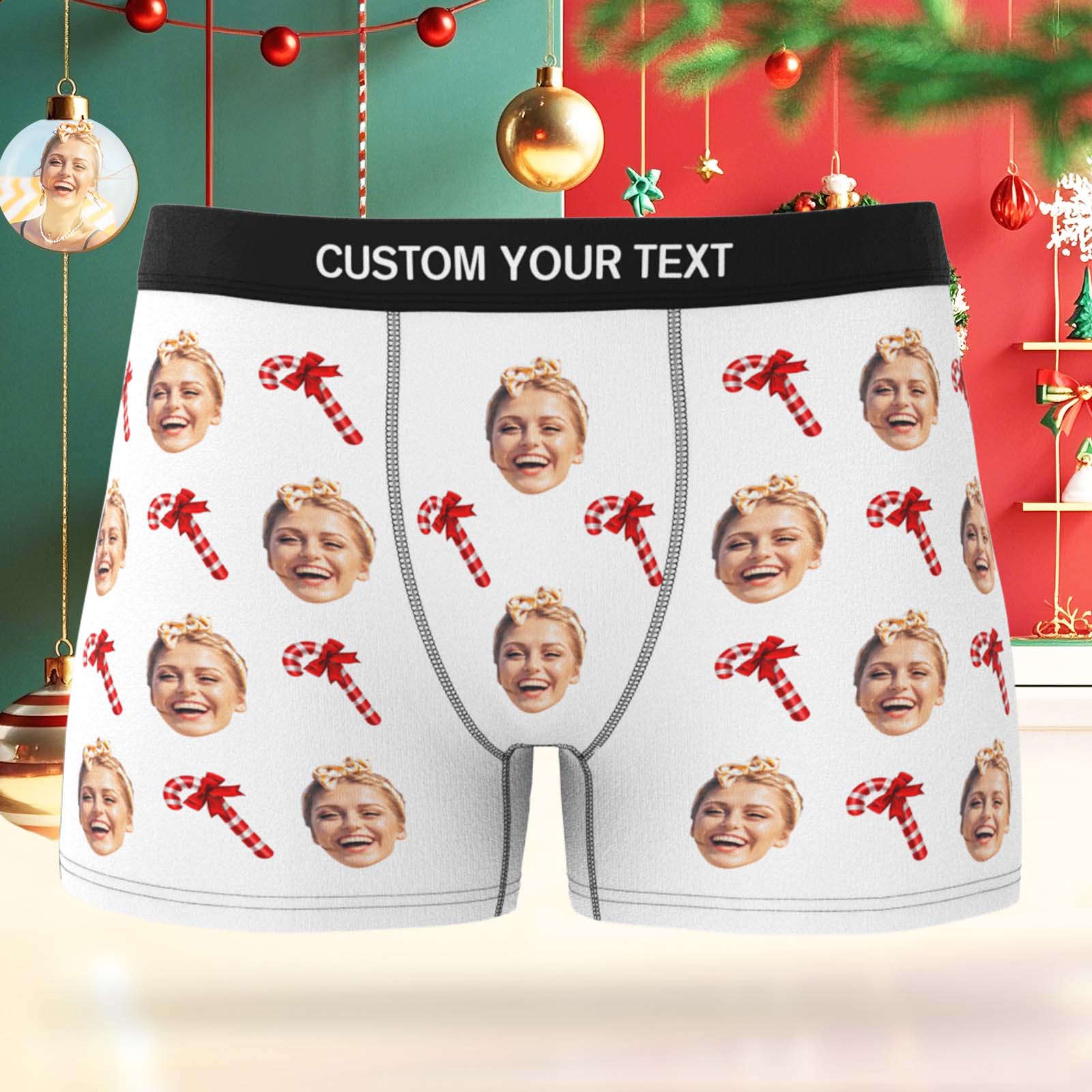 Gepersonaliseerde Gezichtsboxershort Voor Heren, Kerstcadeau, Kerstboxershort Met Foto, Grappig Cadeau Voor Herenboxershort.