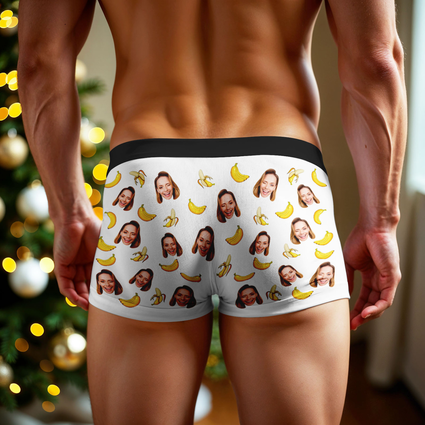 Aangepaste Gezichtsboxershort Voor Heren, Ondergoed Voor De Kerstman, Cadeau Voor Emily, Kan Deze Bananen Eten, Gepersonaliseerde Foto, Grappig Kerstcadeau Voor Herenboxershort. - SokkenFoto