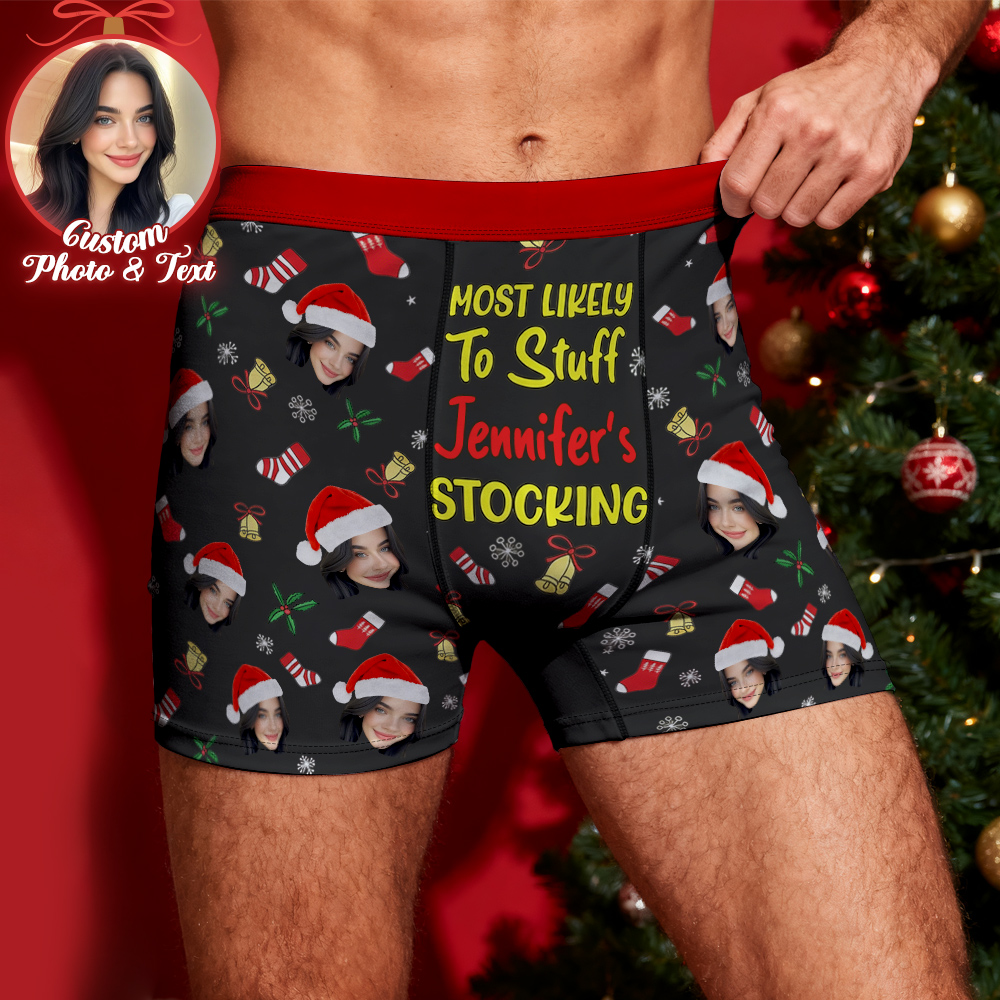 Aangepaste Herenboxerondergoed Met Gezicht, Waarschijnlijk De Grootste Vulling Voor Uw Kous Zwarte Boxer Cadeau Gepersonaliseerde Foto Grappige Herenboxershorts