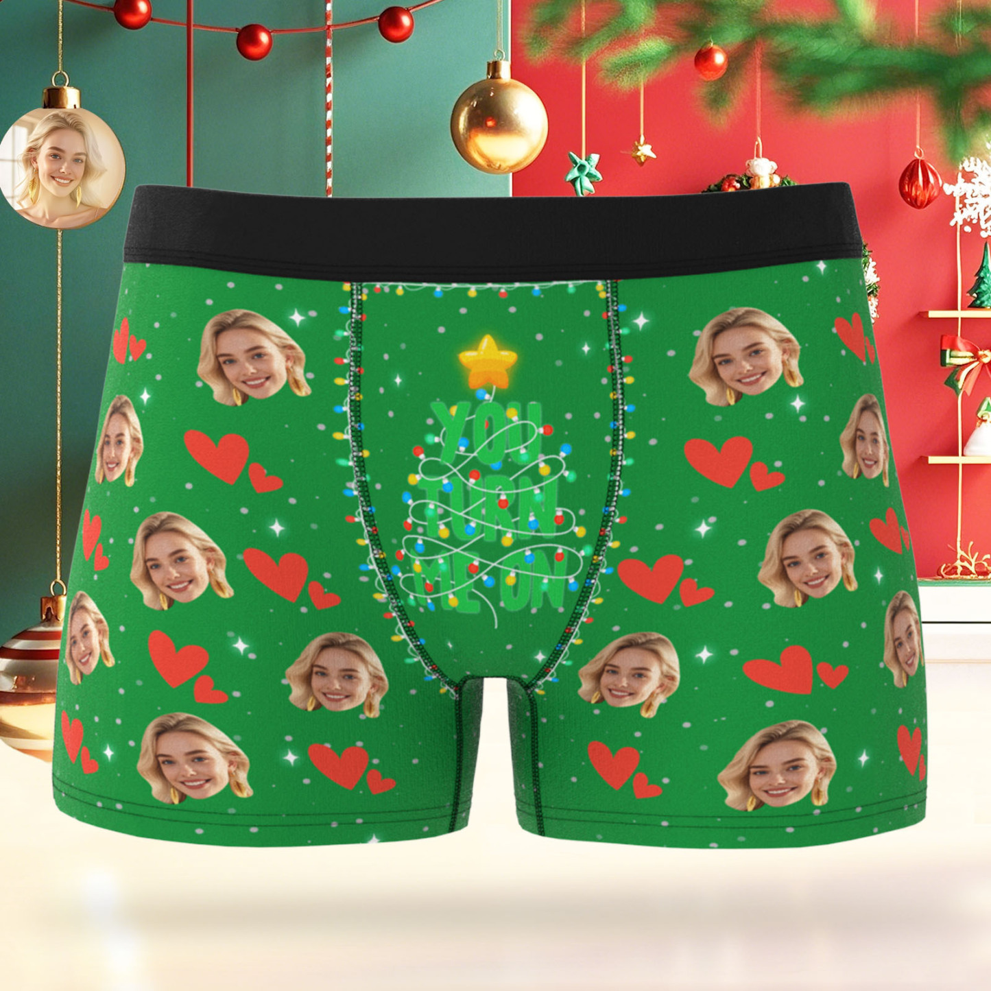 Aangepaste Gezichtsboxershort Voor Heren, Kerstcadeau, Je Maakt Me Opgewonden, Gepersonaliseerde Foto, Grappige Boxershort Voor Heren, Kerstcadeau Voor Valentijnsdag - SokkenFoto