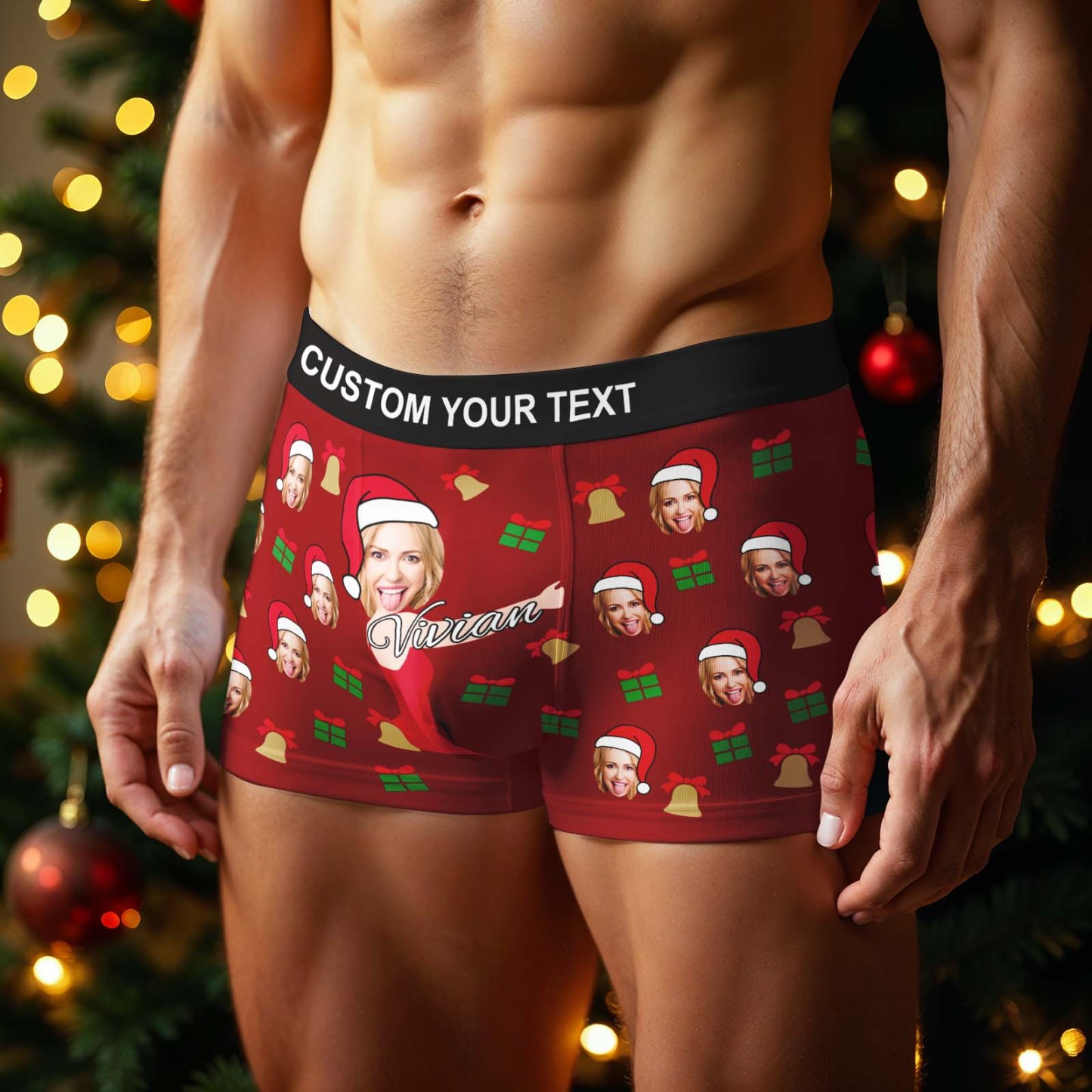 Gepersonaliseerde Boxershorts Voor Heren Met Een Afbeelding Van Een Sneeuwvlok En De Kerstman, Een Grappig Kerstcadeau. - SokkenFoto