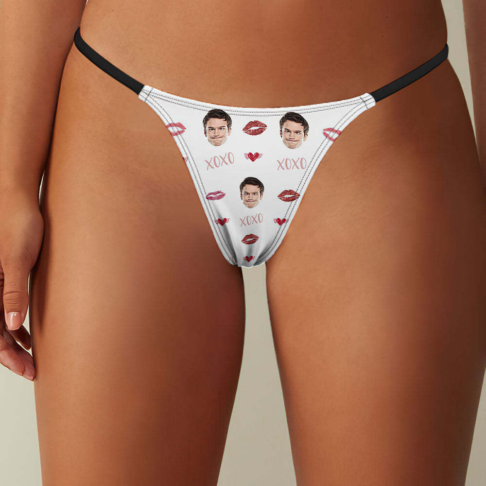 Custom Face Sexy Kiss And Love Tanga String Voor Dames Xoxo - SokkenFoto