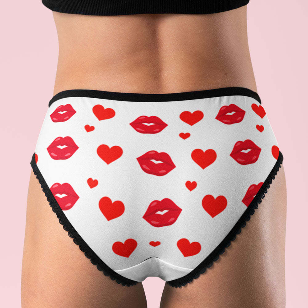 Aangepaste Gezicht Lippen En Hart Ondergoed Voor Haar Gepersonaliseerde Strings Valentine Gift - SokkenFoto