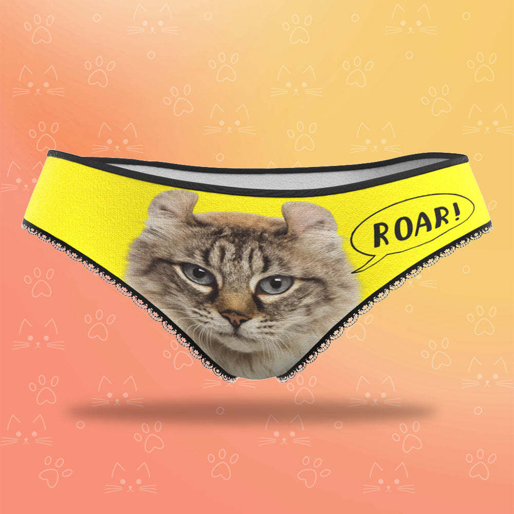 Custom Face Women's Slipje Sexy Funny Naughty Animal Cat Roar Cadeaus Voor Haar - SokkenFoto