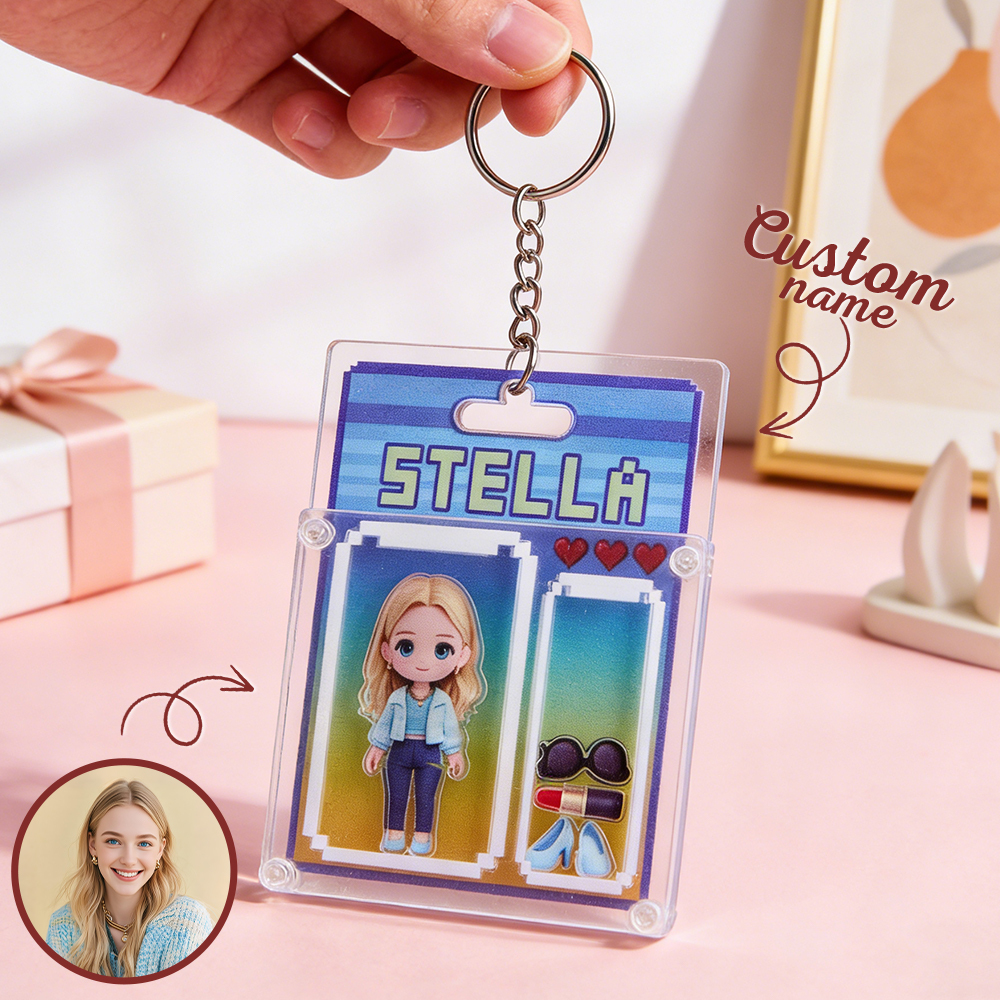 Gepersonaliseerde Cartoon Sleutelhanger, 3d Acryl Cartoon Sleutelhanger, Fotohanger Voor Tas, Uniek Aandenken, Cadeau Voor Stel, Valentijnsdagcadeau