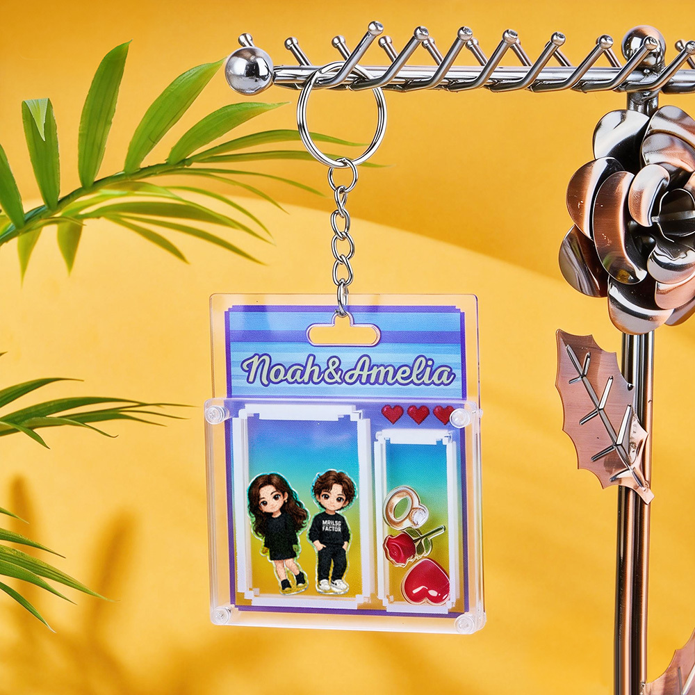 Gepersonaliseerde Cartoon Sleutelhanger, 3d Acryl Cartoon Sleutelhanger, Fotohanger Voor Tas, Uniek Aandenken, Cadeau Voor Stel, Valentijnsdagcadeau - SokkenFoto