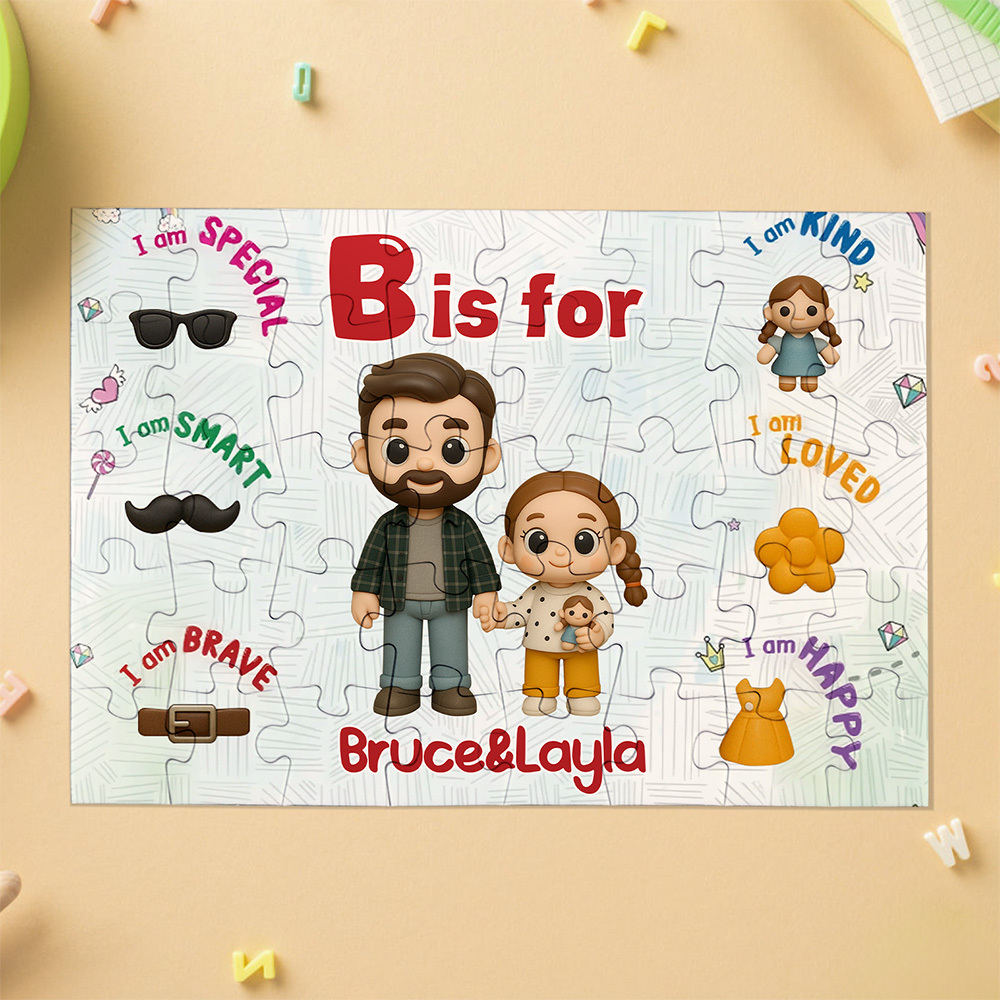 Gepersonaliseerde Cartoonpuzzel Met Namen, Legpuzzel Met Gepersonaliseerde Schattige Huisdierfoto, Trendy 2025 - SokkenFoto