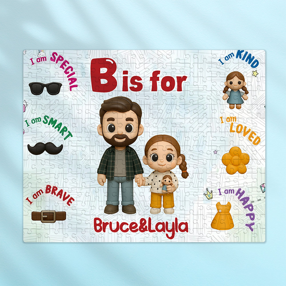 Gepersonaliseerde Cartoonpuzzel Met Namen, Legpuzzel Met Gepersonaliseerde Schattige Huisdierfoto, Trendy 2025 - SokkenFoto