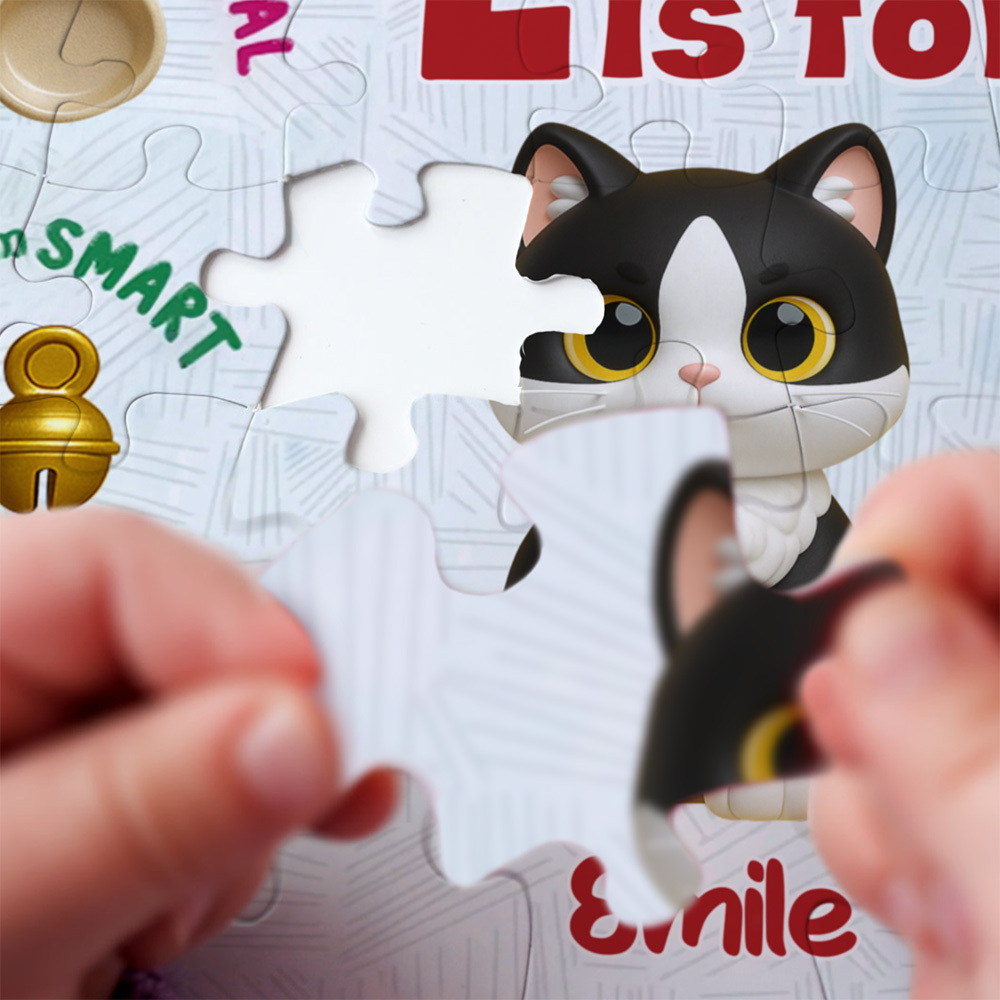 Gepersonaliseerde Cartoonpuzzel Met Namen, Legpuzzel Met Gepersonaliseerde Schattige Huisdierfoto, Trendy 2025 - SokkenFoto