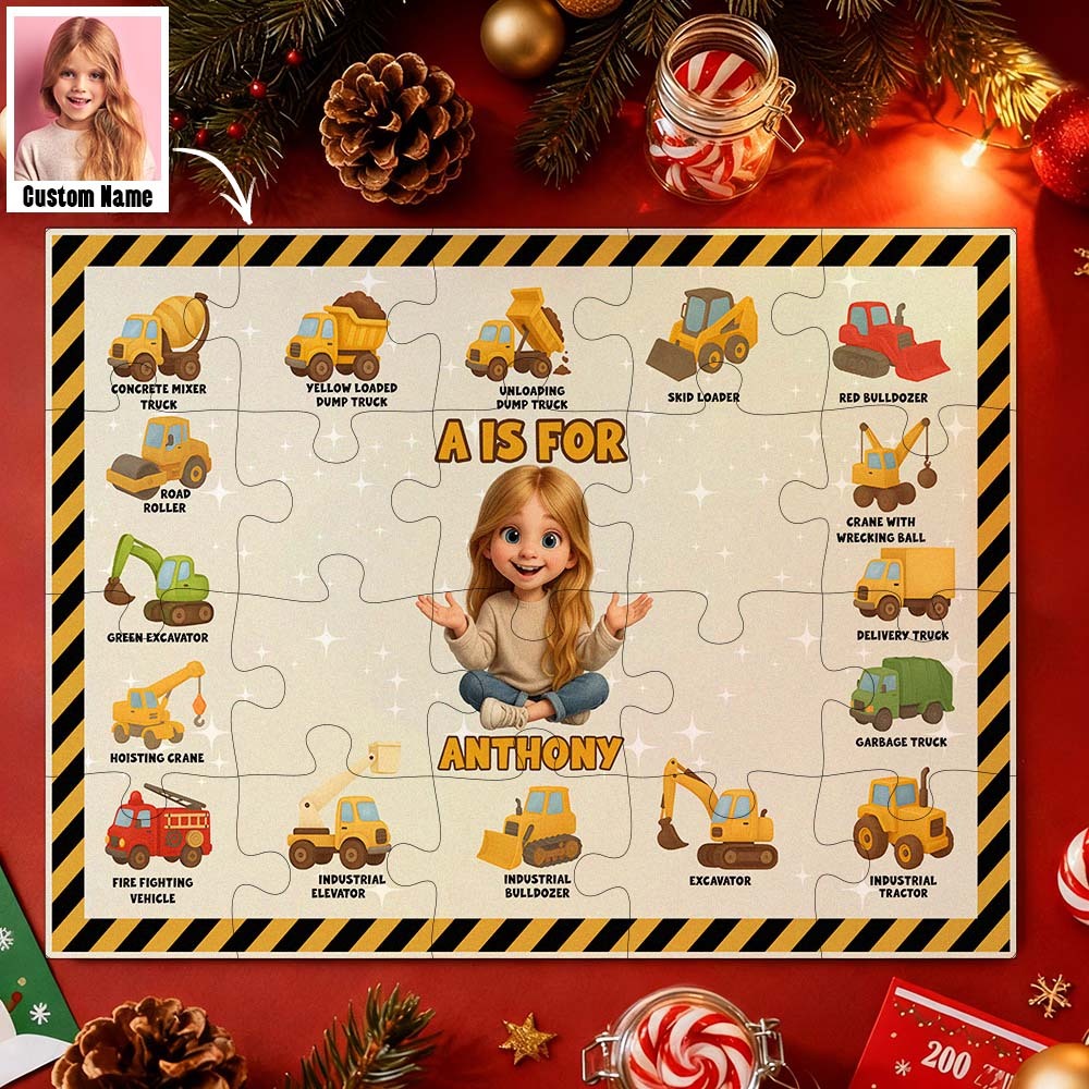 Gepersonaliseerde Kerstpuzzel - Gelukkige Verjaardag | Cadeau Voor Kleinkind - Cadeau Voor Kinderen - Trendy Nieuw 2025 - Gepersonaliseerde Puzzel - SokkenFoto