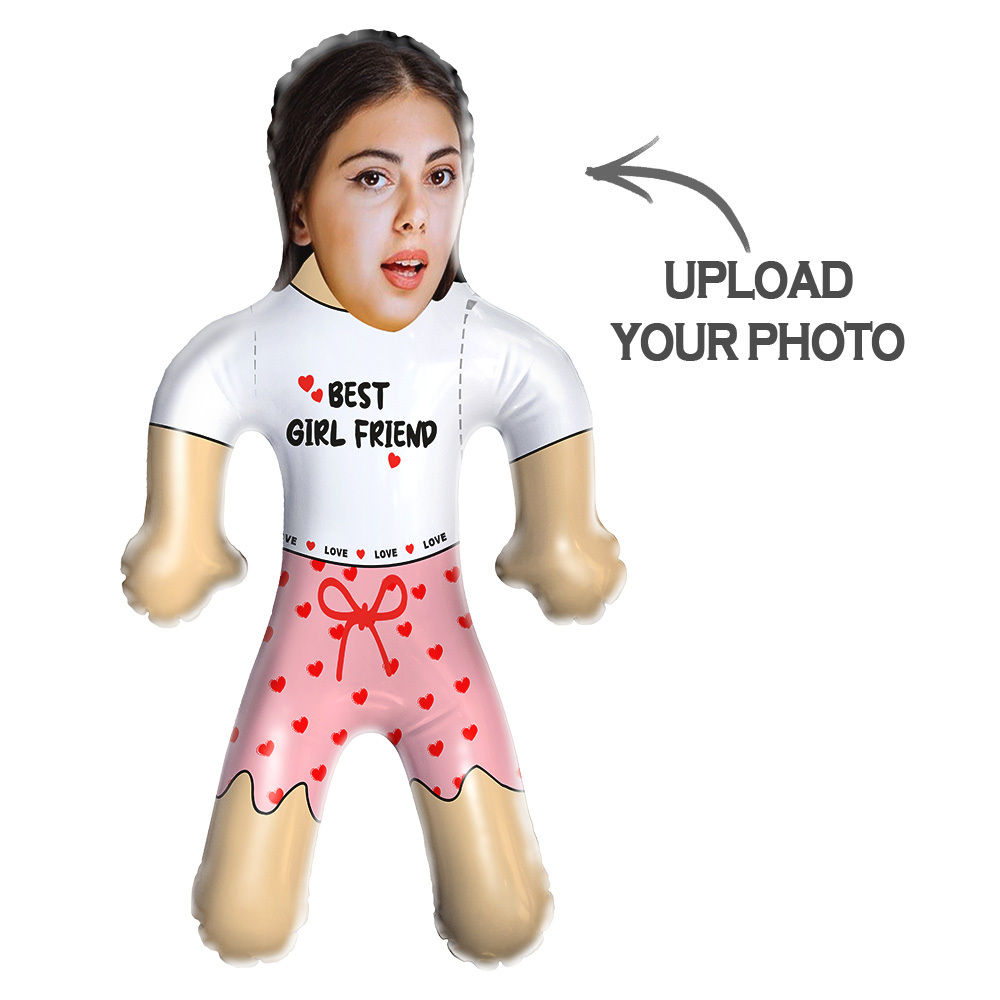 Aangepaste Opblaaspop Gepersonaliseerd Uw Gezicht En Tekst Air Minime-pop Voor Koppels - SokkenFoto