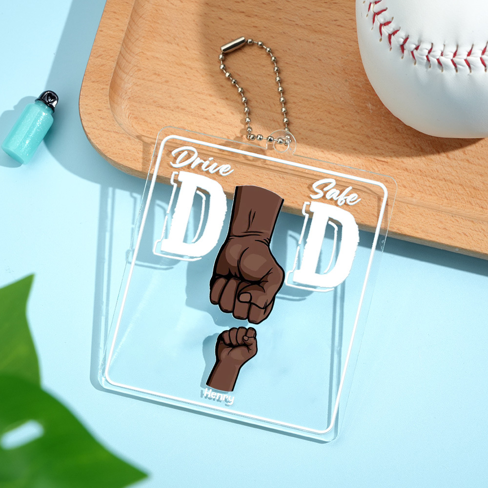 Rij Veilig Papa - Gepersonaliseerd Auto-ornament Voor Het Hele Gezin - Acryl Op Maat Gemaakt - Cadeau Voor Papa En Opa
