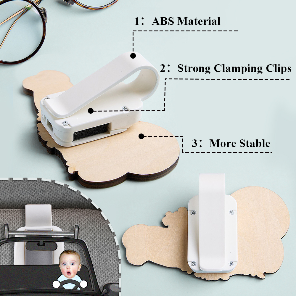 Gepersonaliseerde Foto Houten Auto Vizier Clip Aangepaste Baby's Gezicht Rijden Veilige Papa
