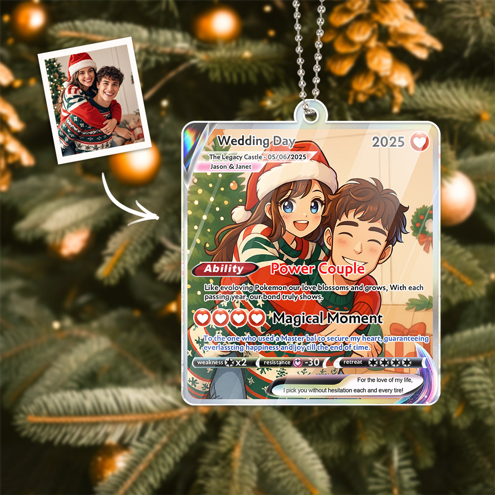 Kerstcadeaus Aangepaste Auto-ornament Tasbedels Acryl Op Maat Gemaakt Cadeau Voor Vader En Moeder - SokkenFoto