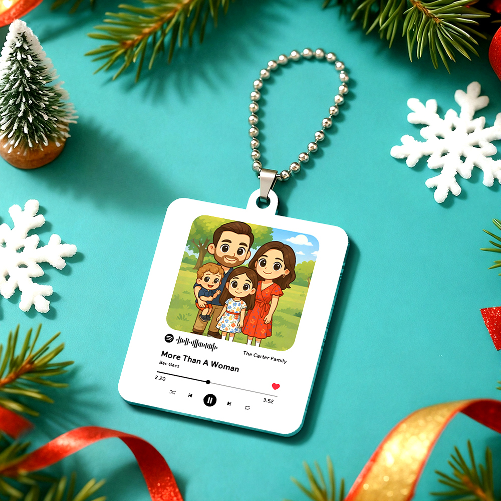 Kerstcadeaus Aangepaste Auto-ornament Tasbedels Acryl Op Maat Gemaakt Cadeau Voor Vader En Moeder - SokkenFoto