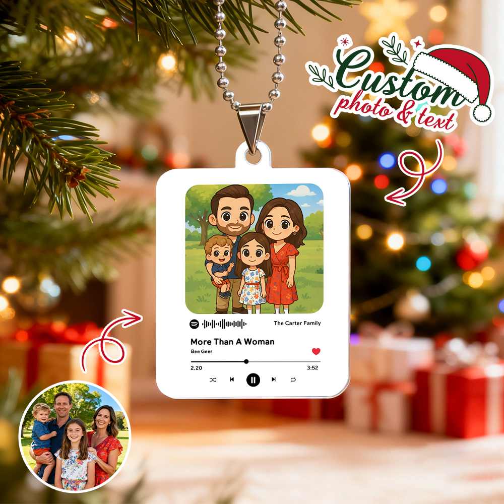 Kerstcadeaus Aangepaste Auto-ornament Tasbedels Acryl Op Maat Gemaakt Cadeau Voor Vader En Moeder - SokkenFoto