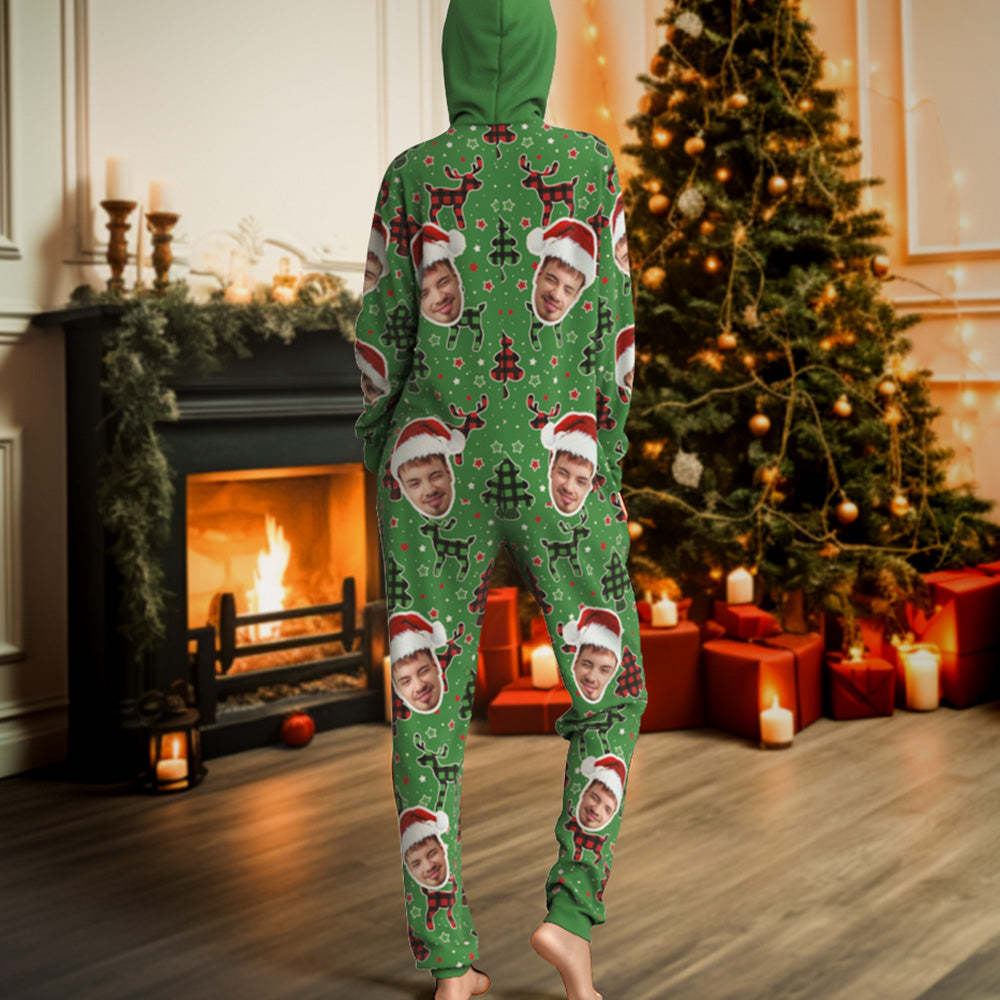 Aangepaste Gezicht Rompertjes Pyjama Kleurrijke Kerst Eendelige Nachtkleding Kerstcadeau - SokkenFoto