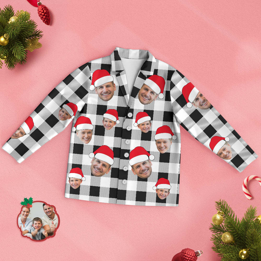 Aangepaste Gezicht Pyjama Gepersonaliseerde Foto Kerst Familie Buffalo Geruite Pyjama - SokkenFoto