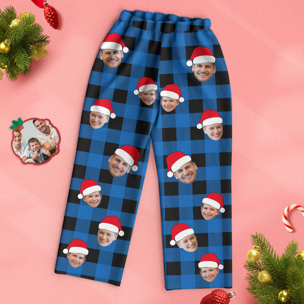 Aangepaste Gezicht Pyjama Gepersonaliseerde Foto Kerst Familie Buffalo Geruite Pyjama - SokkenFoto