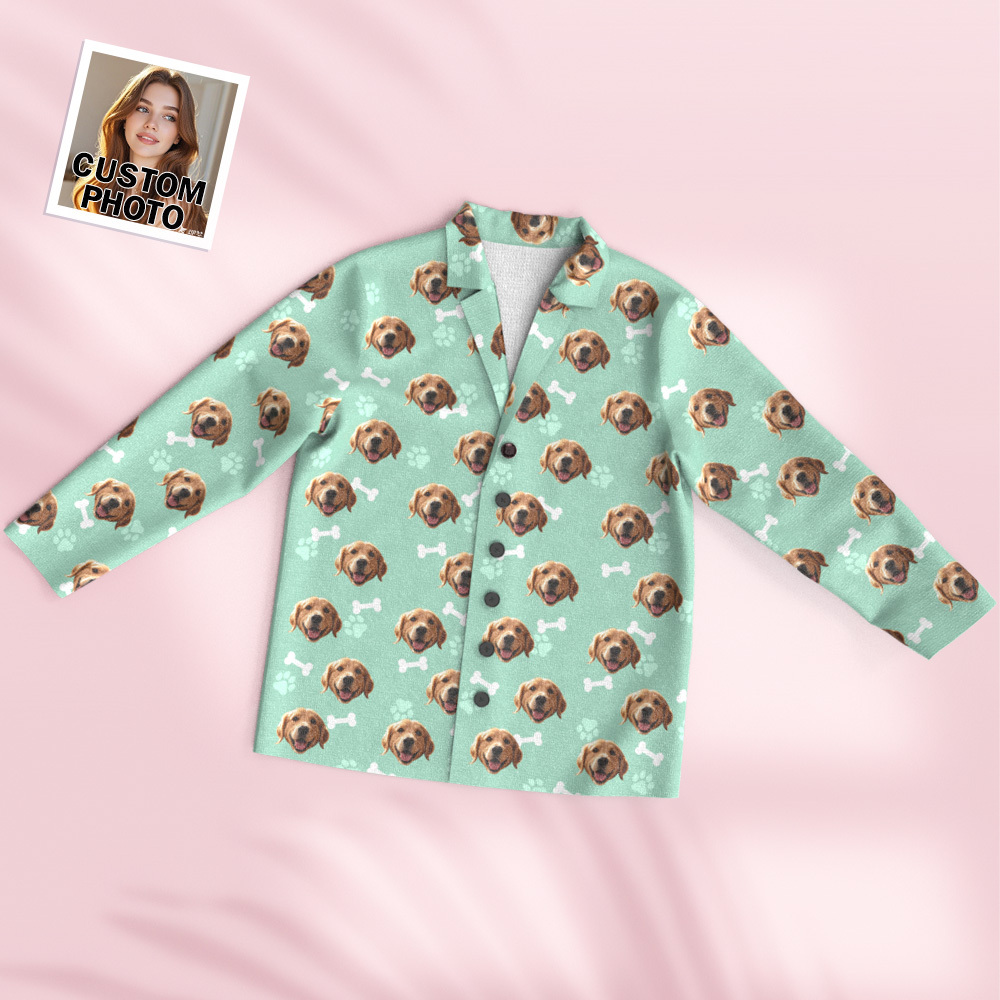 Gepersonaliseerde Pyjama Met Lange Mouwen En Foto's, Gepersonaliseerd Met Fotobotten - SokkenFoto