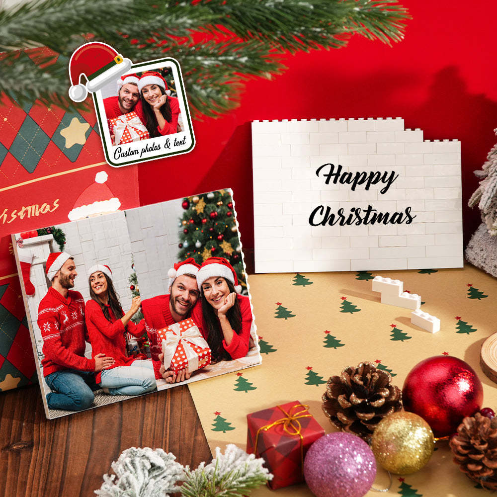 Aangepaste Foto Dubbelzijdige Bouwsteenpuzzelset Gepersonaliseerde Kerstcadeau Unieke Familieaandenken Leuke Doe-het-zelf-geheugenblokken - SokkenFoto