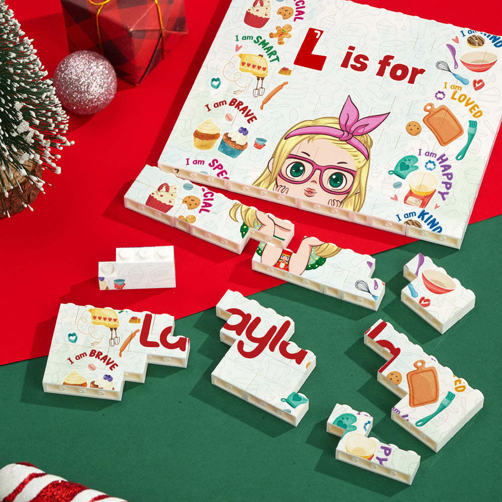 Aangepaste Stripfiguur Kerstvierkant Bouwsteen Creatief Kerstcadeau Voor Kinderen - SokkenFoto