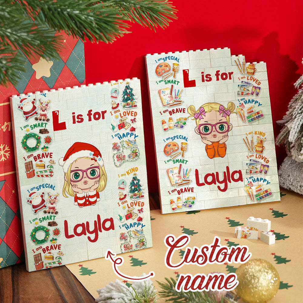 Aangepaste Stripfiguur Kerstvierkant Bouwsteen Creatief Kerstcadeau Voor Kinderen - SokkenFoto