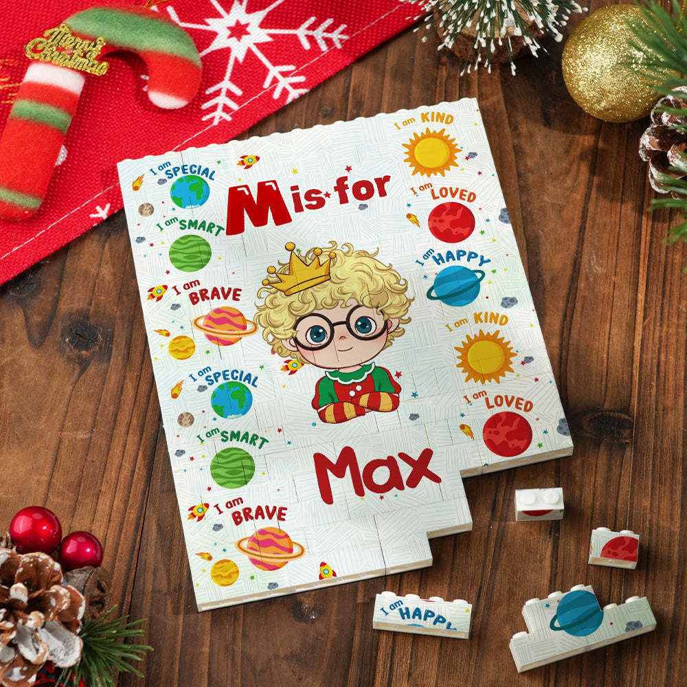 Aangepaste Stripfiguur Kerstvierkant Bouwsteen Creatief Kerstcadeau Voor Kinderen - SokkenFoto