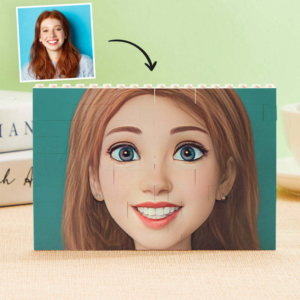 Aangepaste Bouwsteenpuzzel Gepersonaliseerde Cartoon Avatar Brick Horizontale Speelgoedkerstcadeaus - SokkenFoto