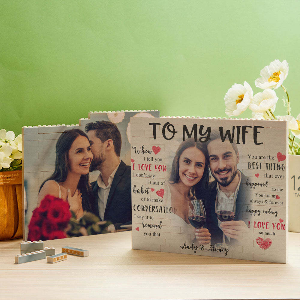 Aangepaste Bouwsteenpuzzel Gepersonaliseerde Foto En Naamsteen Voor Mijn Vrouw - SokkenFoto