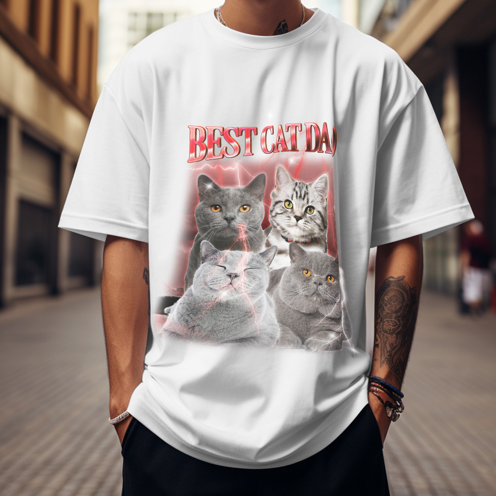 Aangepaste Foto Vintage T-shirt Gepersonaliseerde Naam T-shirts