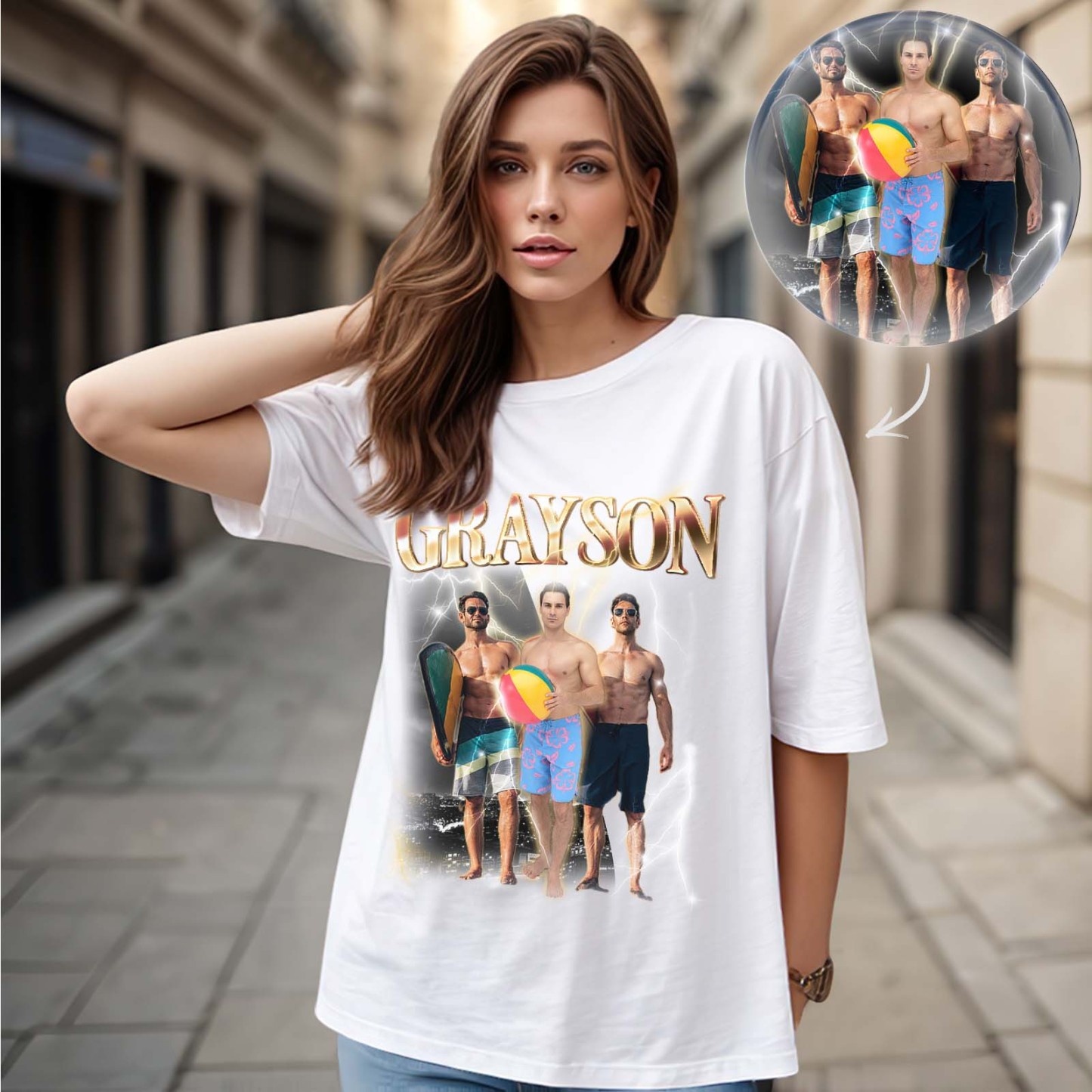 Aangepaste Foto Vintage T-shirt Gepersonaliseerde Naam T-shirts