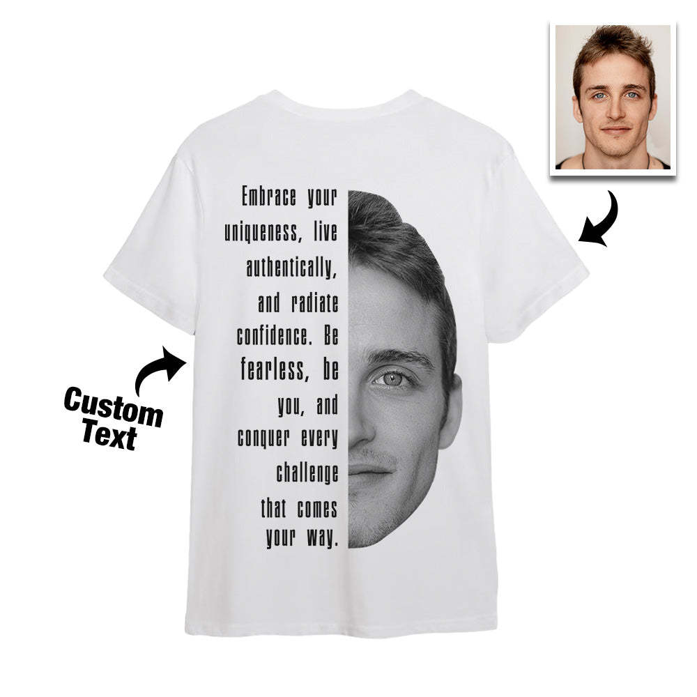 Aangepaste Tekst En Gezicht T-shirts Gepersonaliseerd Unisex Shirt Mode Cadeau Voor Hem Voor Haar - SokkenFoto