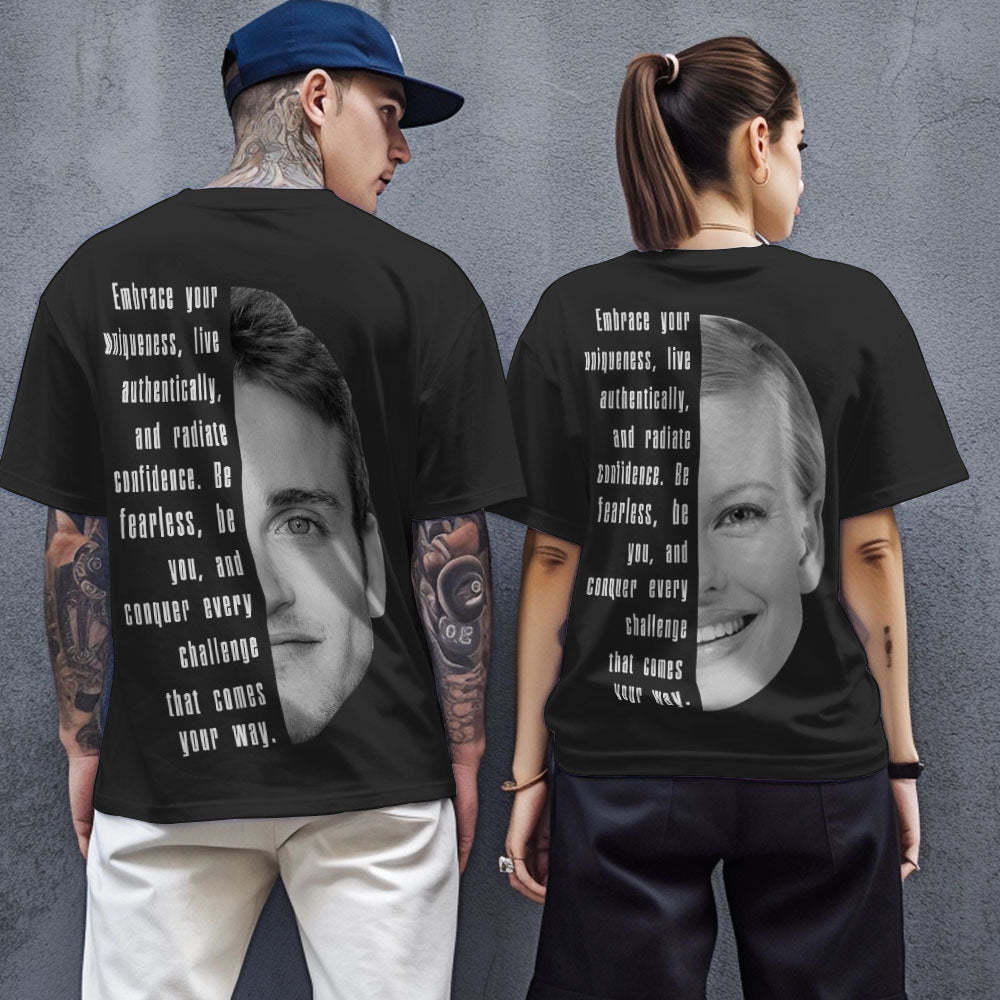 Aangepaste Tekst En Gezicht T-shirts Gepersonaliseerd Unisex Shirt Mode Cadeau Voor Hem Voor Haar - SokkenFoto