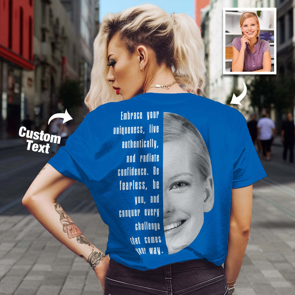 Aangepaste Tekst En Gezicht T-shirts Gepersonaliseerd Unisex Shirt Mode Cadeau Voor Hem Voor Haar - SokkenFoto