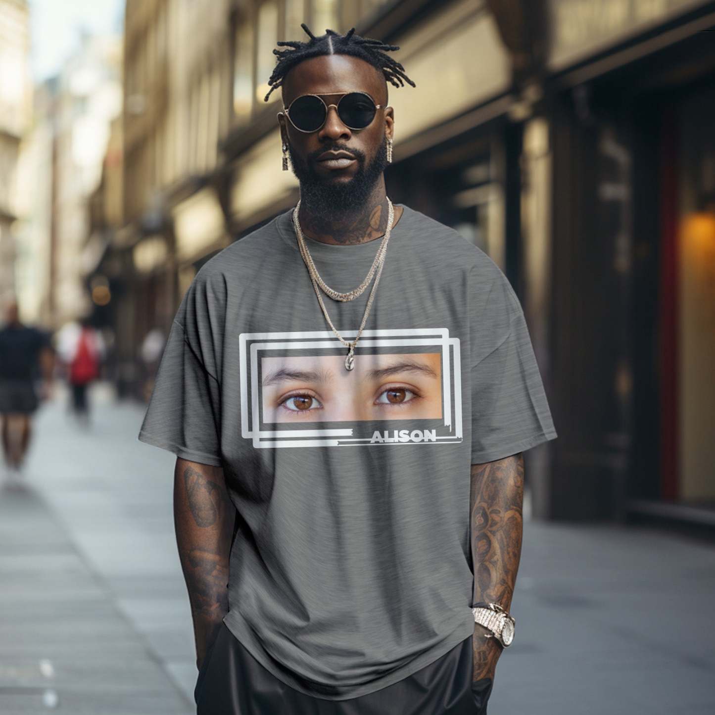 Aangepaste Ogen En Naam T-shirt Grappige Grote Ogen Shirt Cadeau Voor Koppel - SokkenFoto