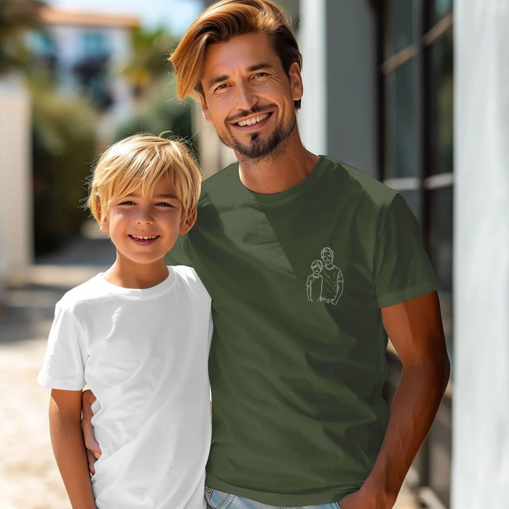 Vaderdagcadeaus, Aangepaste Foto Shirt Voor Papa, Vaderdag Shirt, Gepersonaliseerde Papa Portret Shirt, Papa Verjaardagscadeaus, Cadeau Voor Man - SokkenFoto