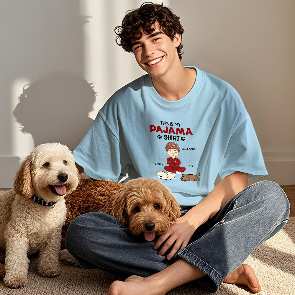 Aangepast Naam Cartoon Slapend Huisdier T-shirt Gepersonaliseerd Unisex T-shirt Moederdag Cadeau T-shirt - SokkenFoto