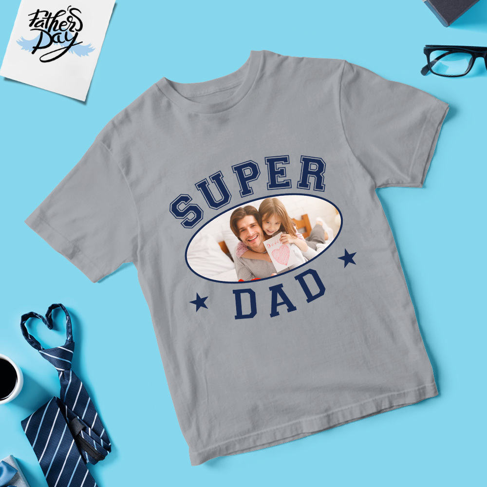 Aangepaste Foto Shirt Met Naam Gepersonaliseerde Papa Shirt 's Werelds Beste Papa Vaderdag Shirt Cadeau Voor Vader - SokkenFoto