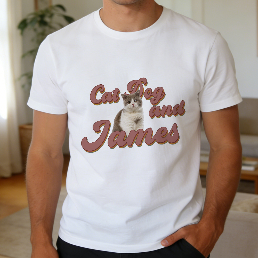 T-shirt Met Gepersonaliseerde Foto En Tekst, T-shirt Met Huisdiergezicht, T-shirt Met Huisdierportret, Cadeau Voor Dierenliefhebbers - SokkenFoto