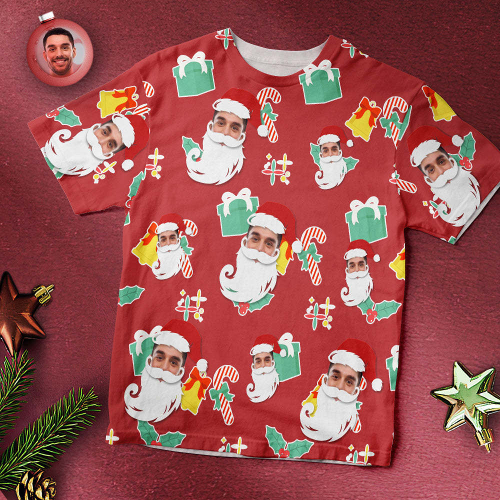 Custom Face T-shirt Christmas Bell Gepersonaliseerde Kerstcadeaus - SokkenFoto